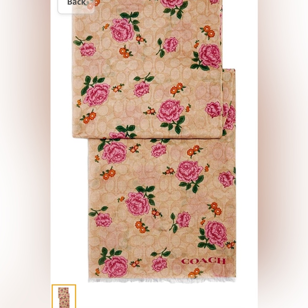 Coach Signature Prairie Rose Print Oblong Wrap Scarf, brand new
